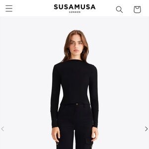 Susa musa London black boatneck long sleeve top